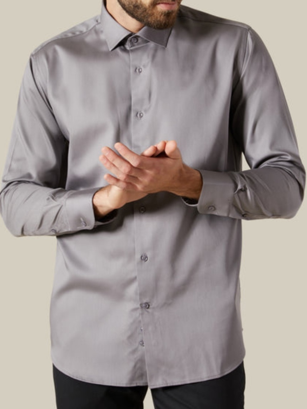 Pierre Cardin Men's Light Gray Dress Shirt - Regular Fit